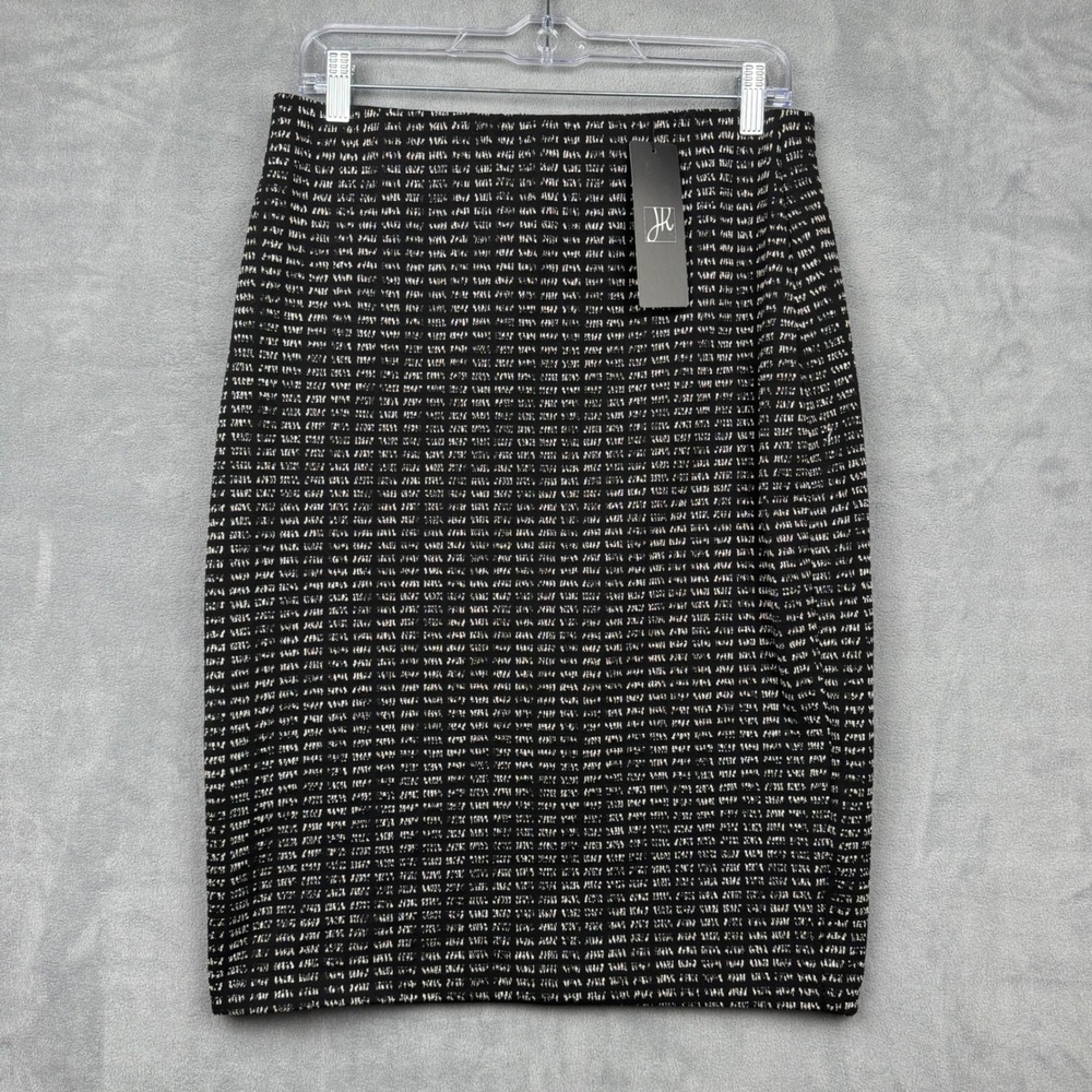 Joseph Ribkoff Black White Textured‎ Knit Pencil Skirt Women's Size 10 NWT